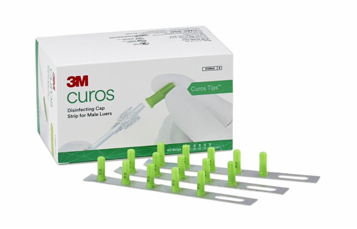 3M™ Curos™ Tips™ Dezinfekční uzávěry pro spojky typu Luer (male), CM5-200R, stripy po 5 ks, 40 stripů v balení, 10 balení v krabici